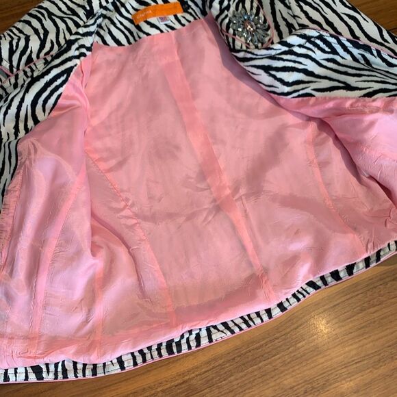 Cynthia Steffe Zebra Print Jacket with Pink Lining, sz s, pink and zebra print, - Picture 3 of 16